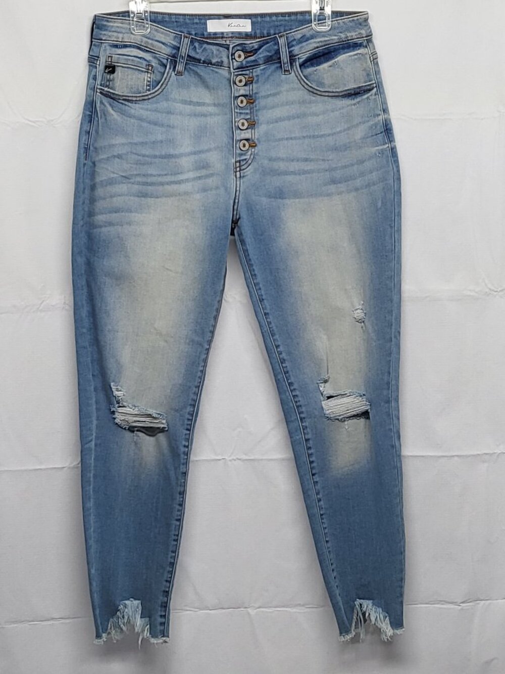 Kancan Jeans Womens Size 15/31 ( Fit 33X27) Skinny Distressed Stretch Button Fly